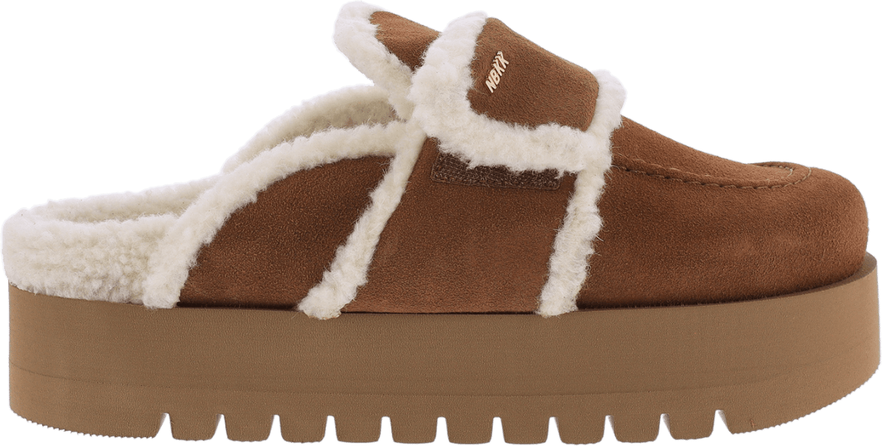 Nubikk Teddy Chunky Fur | Cognac Slipper for Women Bruin