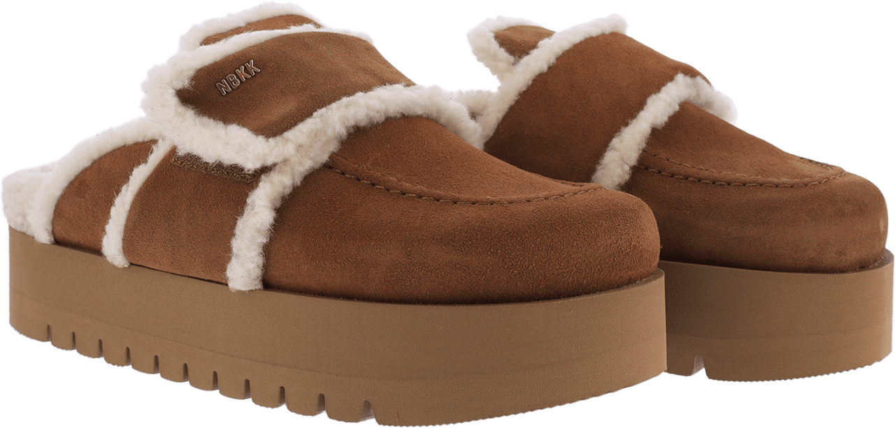 Nubikk Teddy Chunky Fur | Cognac Slipper for Women Bruin