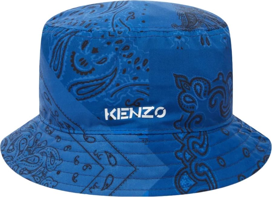 Kenzo Paisley Bandana Logo Bucket Hat Blauw