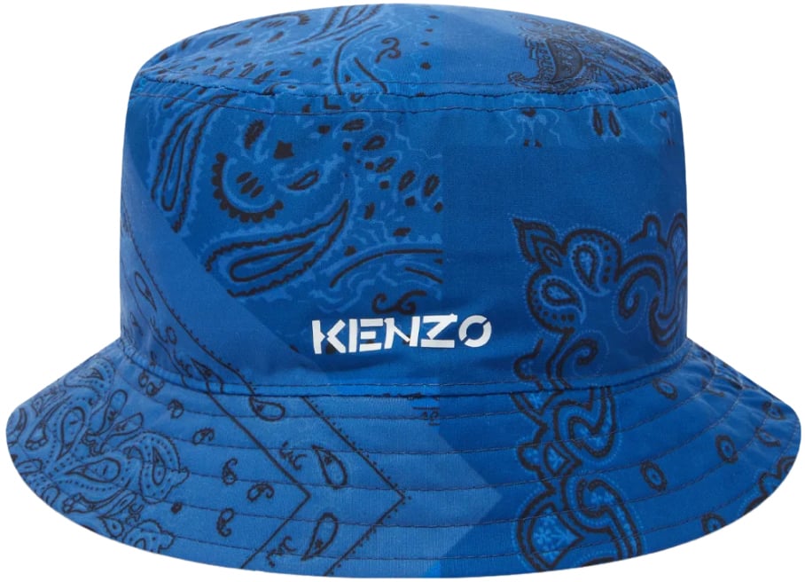 Kenzo Paisley Bandana Logo Bucket Hat Blauw