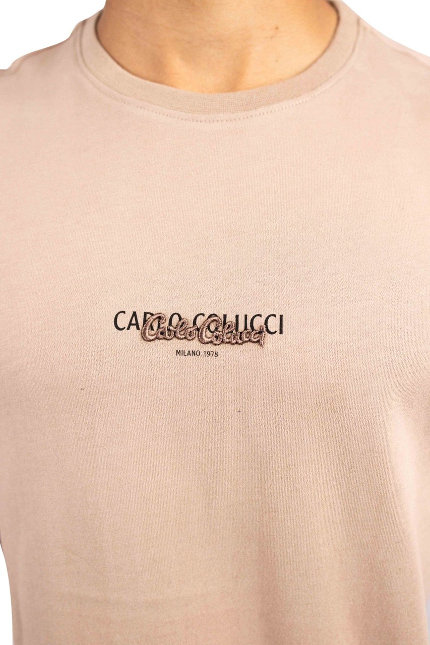 Carlo Colucci C2776 56 Basic T-Shirt Heren Beige Beige