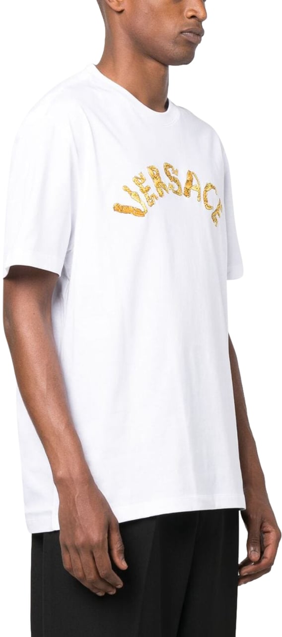 Versace Logo Embroidery T-Shirt Wit