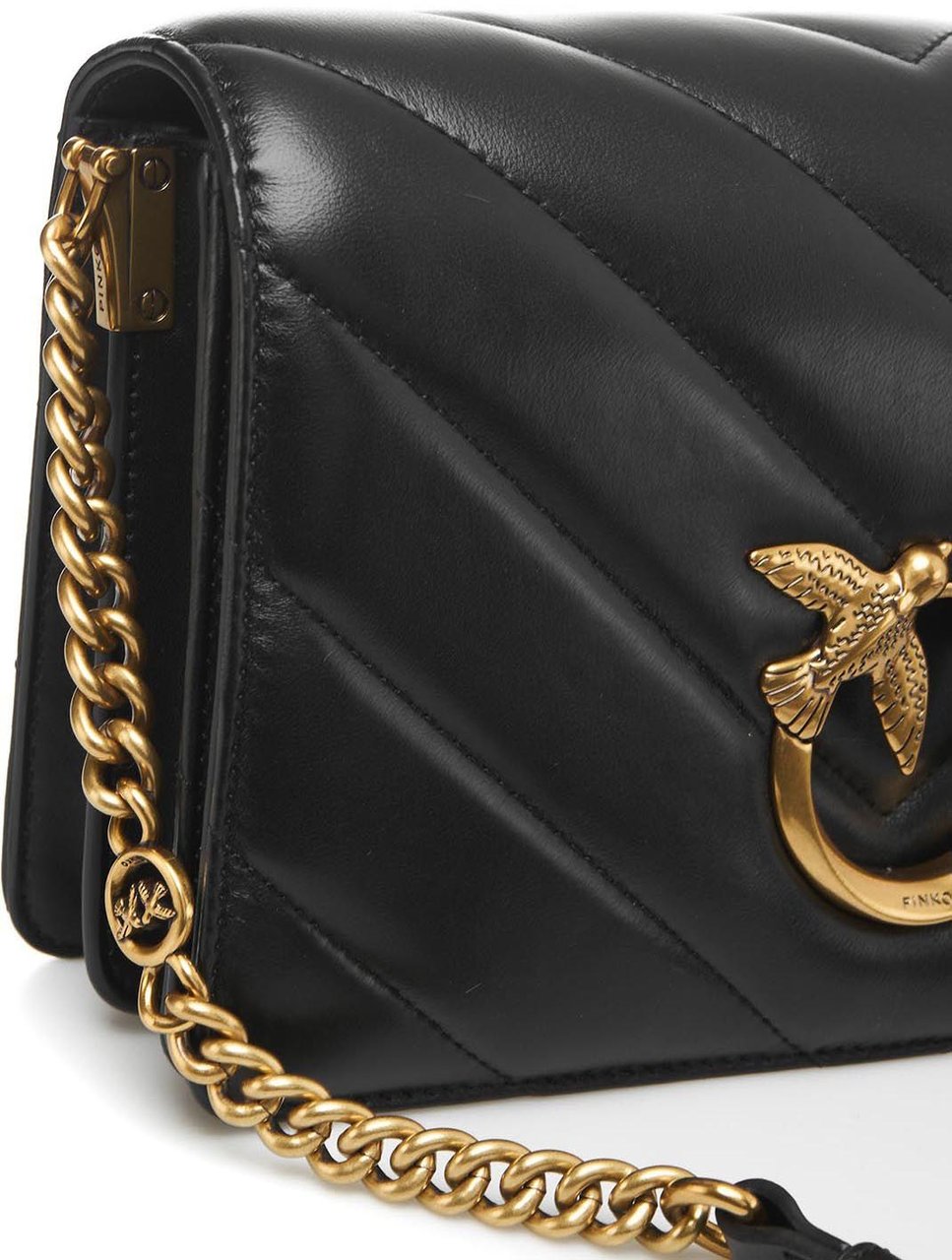 Pinko Pinko Black nappa Classic Love crossbody bag Zwart