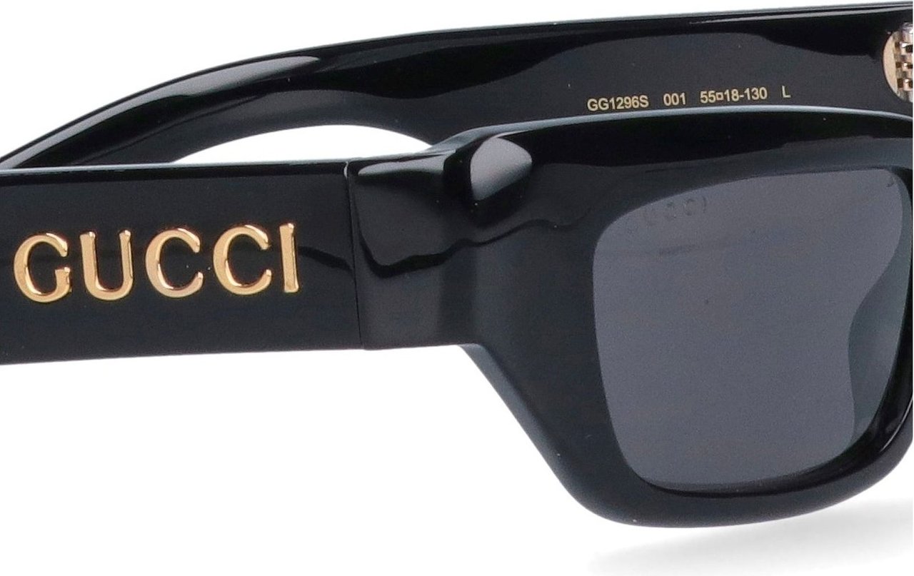 Gucci Gucci Logo Rectangular Sunglasses Zwart