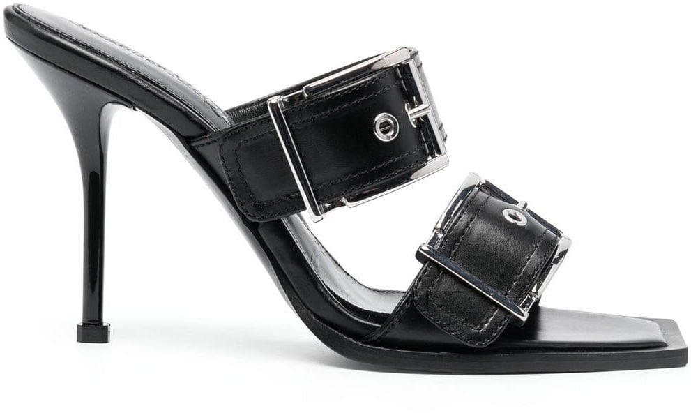 Alexander McQueen Alexander McQueen Black leather sandals Zwart