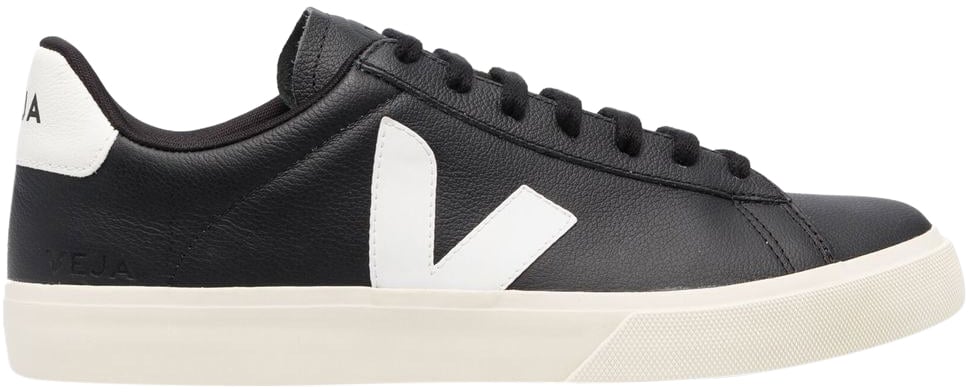 Veja Dames Campo Sneaker Leer Zwart/Wit Zwart
