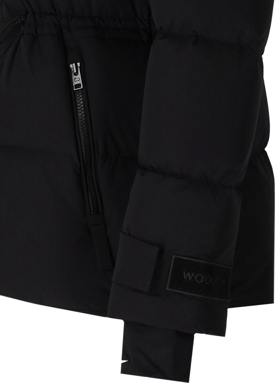 Woolrich Matt Stretch Black Hooded Down Jacket Black Zwart