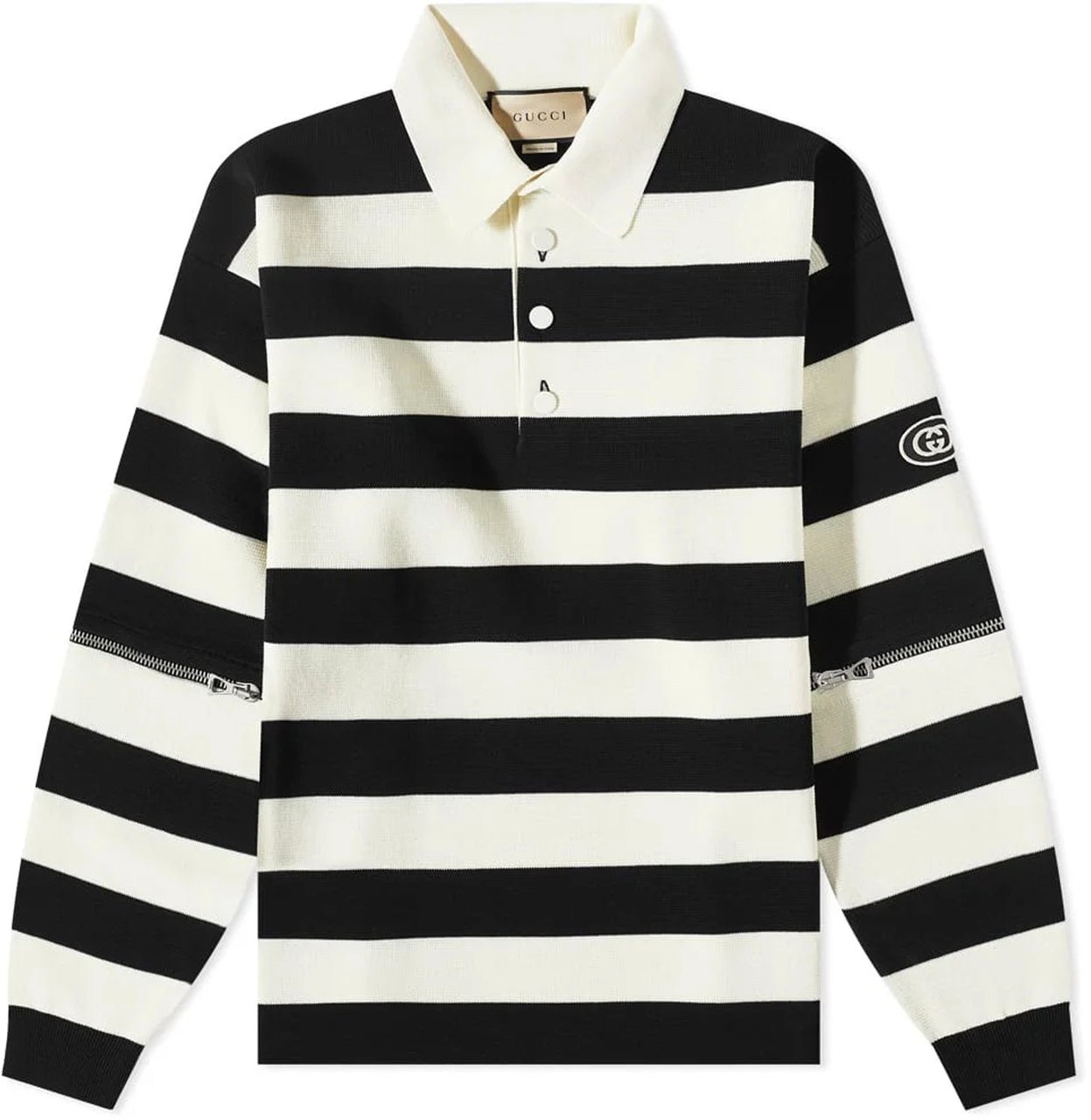 Gucci Gucci Striped Cotton Polo Wit
