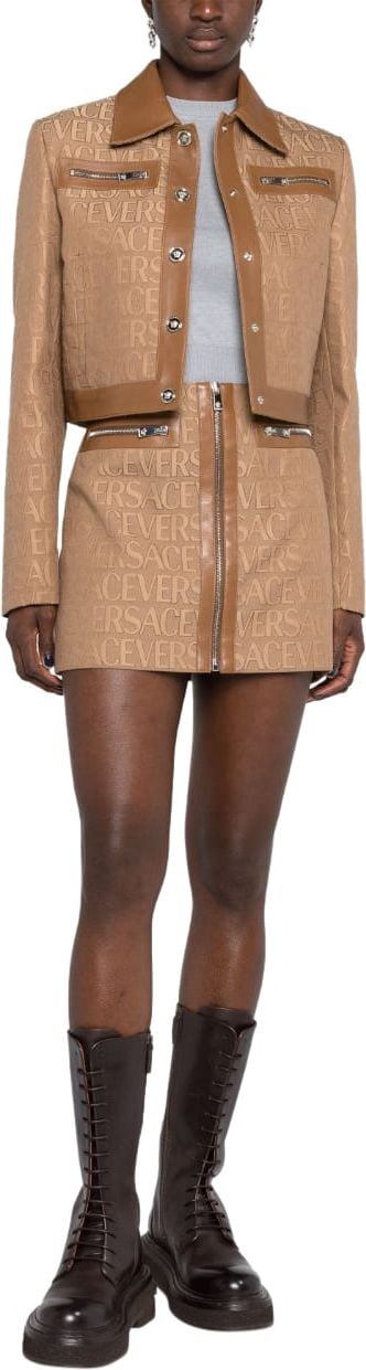 Versace All-Over Logo Mini Skirt Bruin