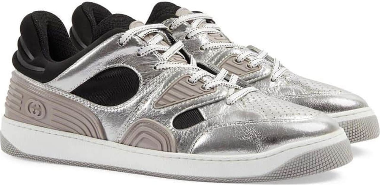 Gucci Gucci Leather Basket Sneakers Zilver