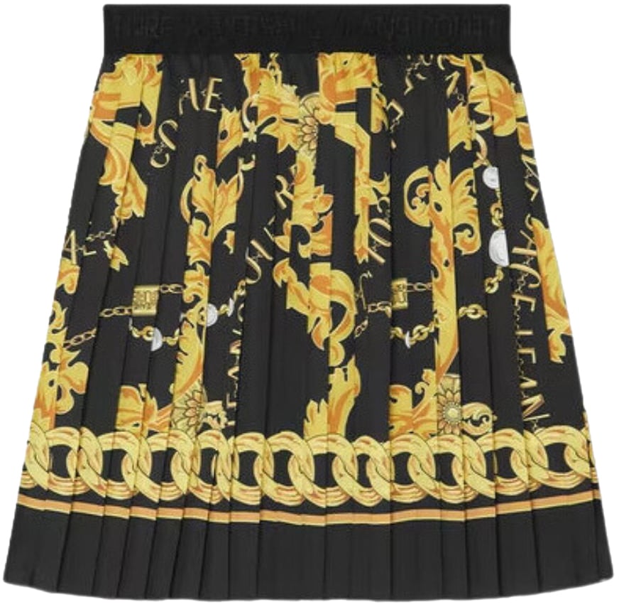 Versace Jeans Couture Chain Couture Pleated Mini Skirt Zwart