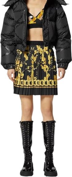 Versace Jeans Couture Chain Couture Pleated Mini Skirt Zwart