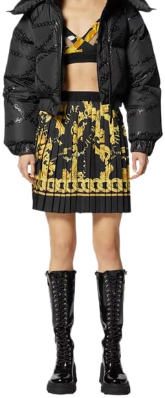 Versace Jeans Couture Chain Couture Pleated Mini Skirt Zwart