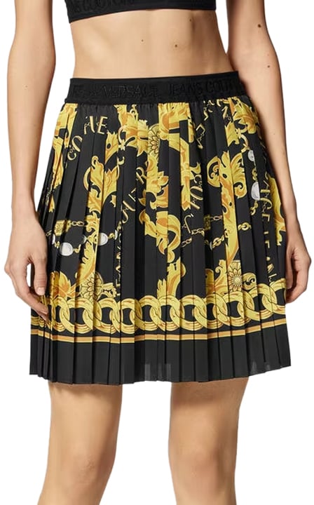 Versace Jeans Couture Chain Couture Pleated Mini Skirt Zwart