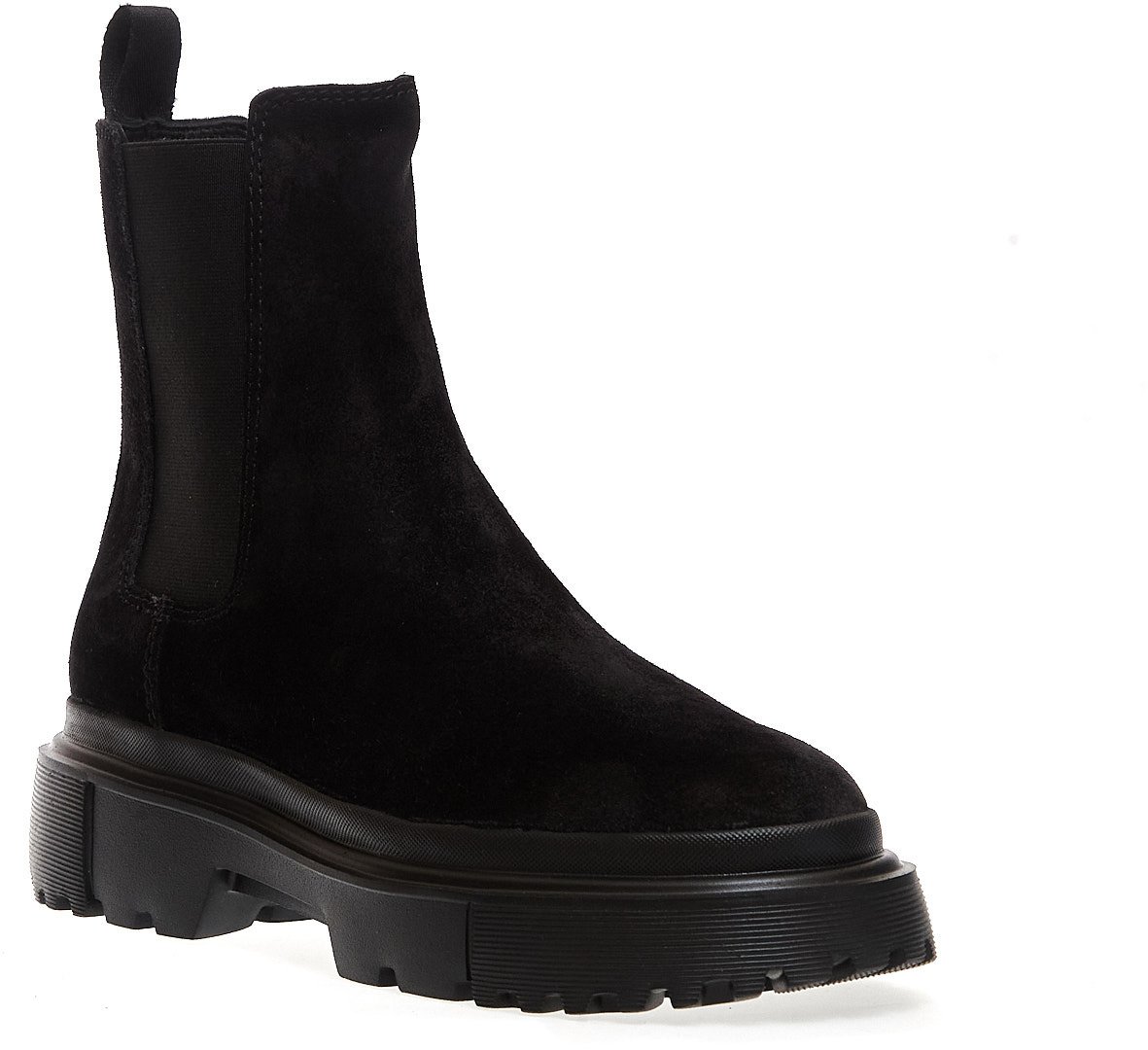 HOGAN Stivaletto Fondo Carroarmato In Camoscio Nero Zwart