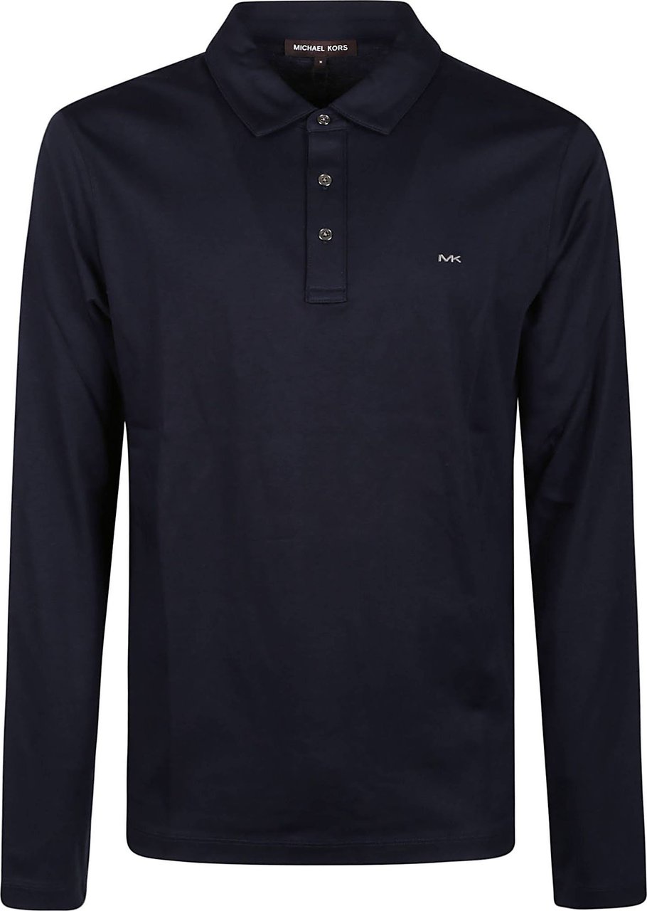 Michael Kors Long Sleeve Sleek Polo Shirt Blue Blauw
