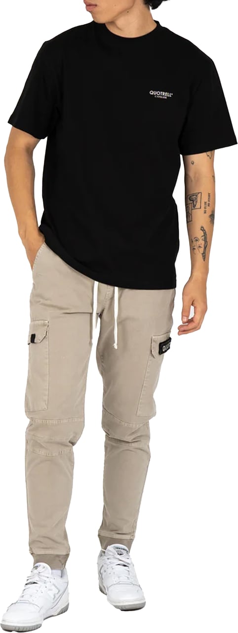 Quotrell L'atelier T-shirt | Black/beige Zwart