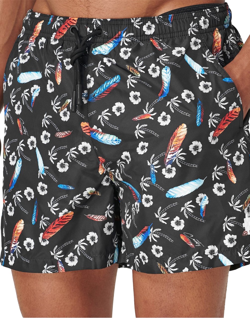 Marcelo Burlon Hawaii Print Swim Shorts Zwart