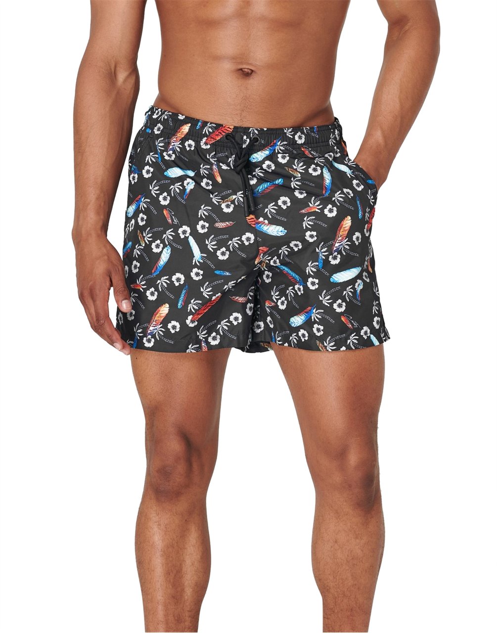 Marcelo Burlon Hawaii Print Swim Shorts Zwart