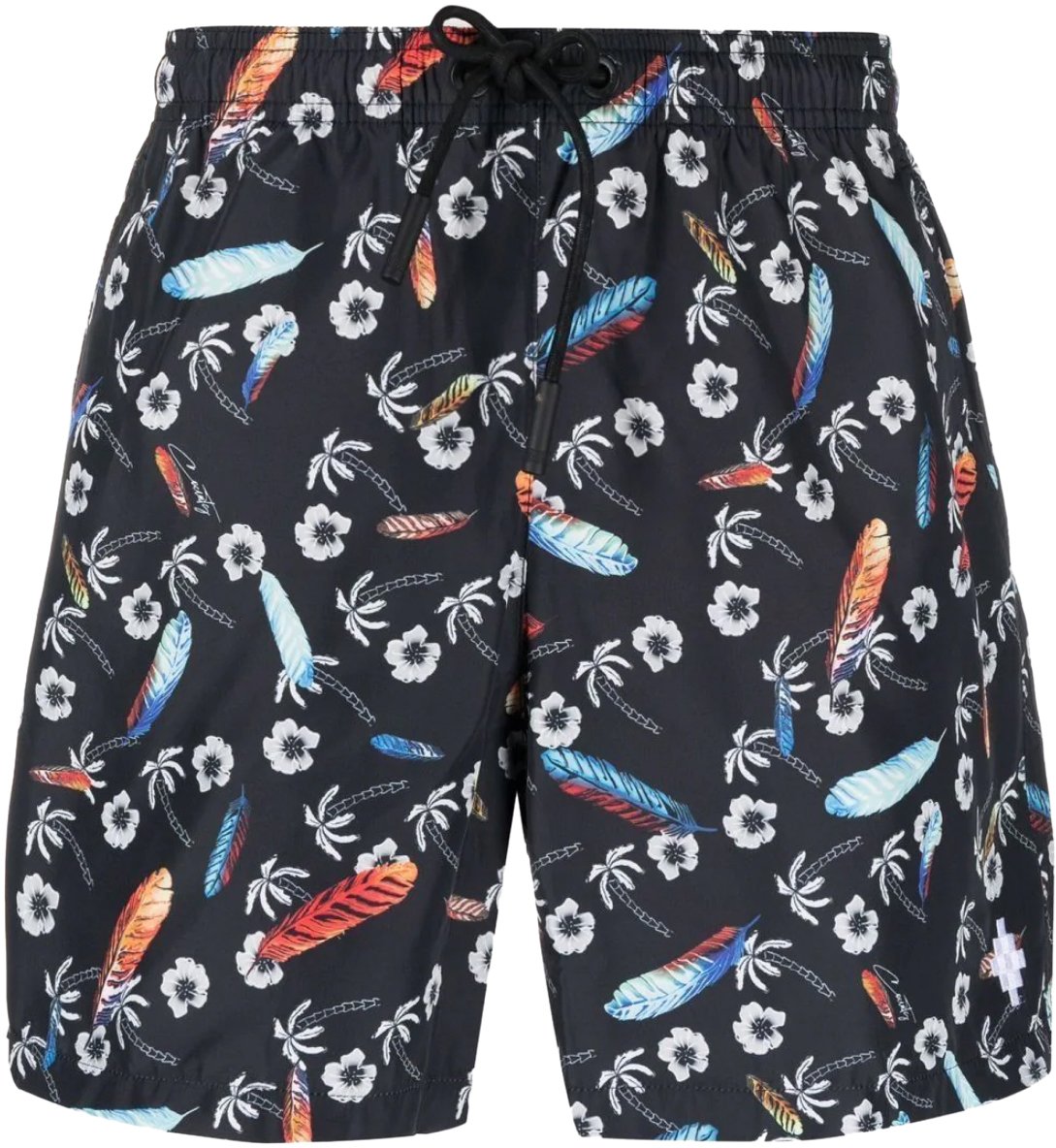 Marcelo Burlon Hawaii Print Swim Shorts Zwart