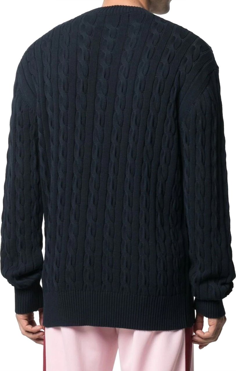 Palm Angels Pirate Bear Cable Knit Sweater Blauw