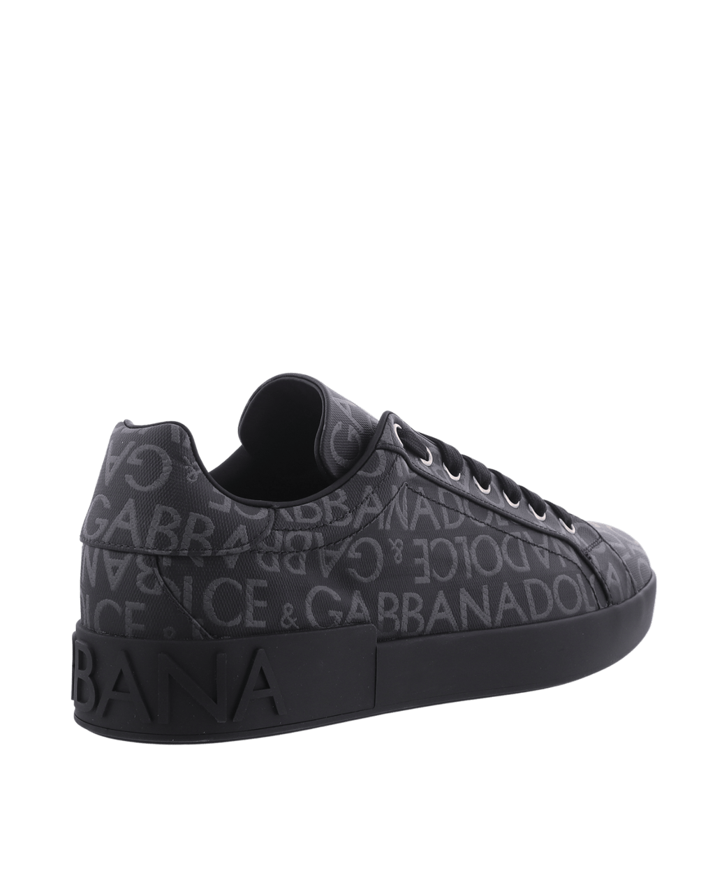 Dolce & Gabbana Coated Jacquard Portofino Sneakers Zwart