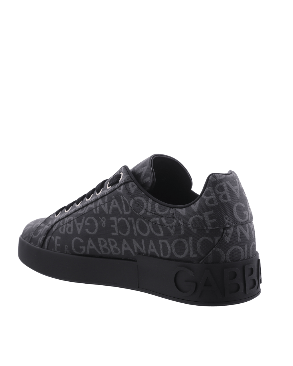 Dolce & Gabbana Coated Jacquard Portofino Sneakers Zwart