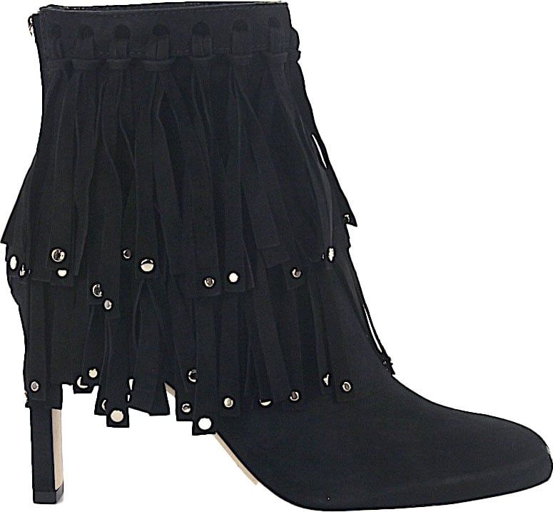 Jimmy Choo Women Ankle Boots Suede Metal Decorations Black - Panini Zwart