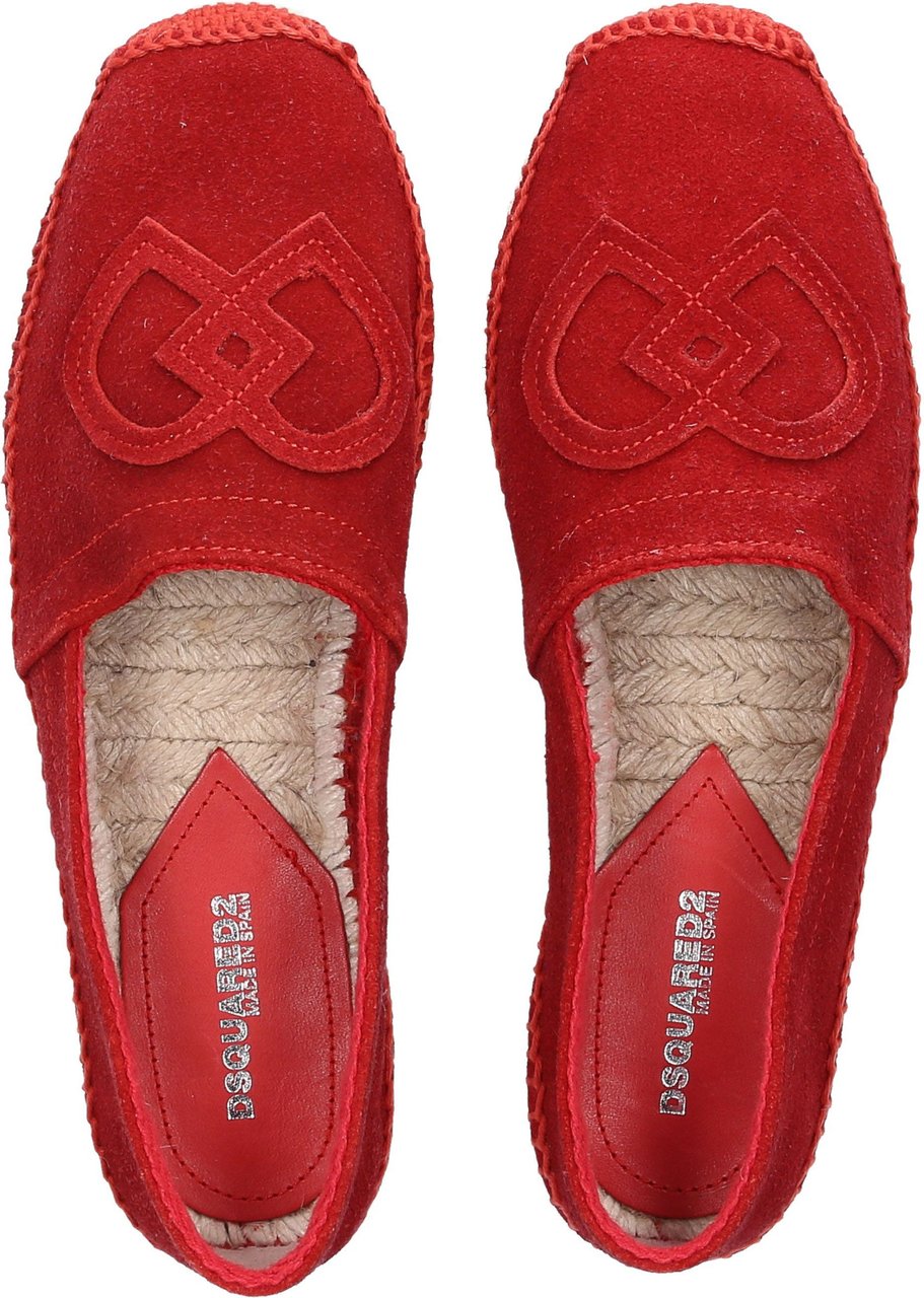 Dsquared2 Women Flat Shoes Calfskin Suede Logo Red - Kingston Rood