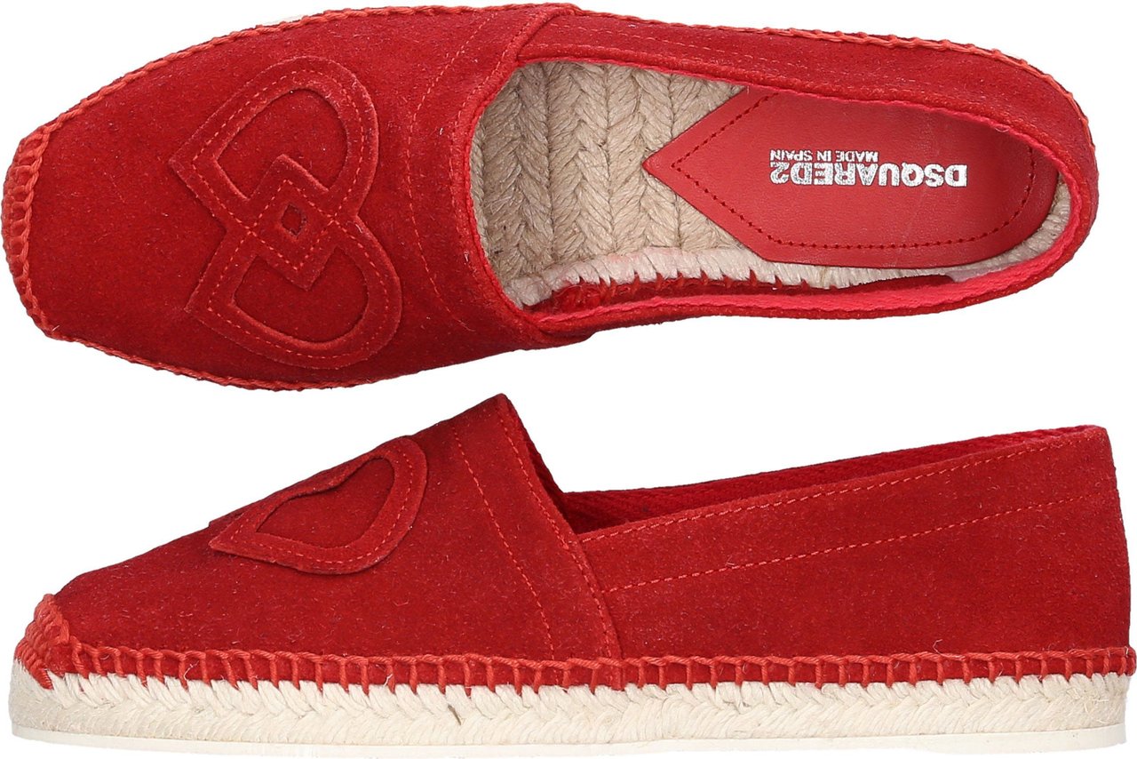 Dsquared2 Women Flat Shoes Calfskin Suede Logo Red - Kingston Rood