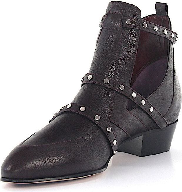 Jimmy Choo Women Ankle Boots Calfskin Rivets Bordeaux - Ashford Rood