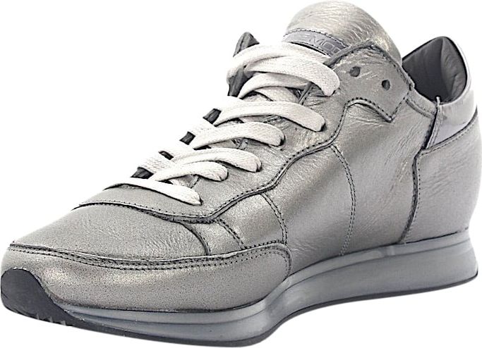Philippe Model Women Sneakers TROPEZ LOW Leather Grey Glitter Lambskin - Seeray Grijs