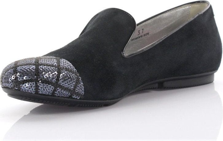 HOGAN Women Slip On Shoes Calfskin Sequins Suede Sequins Black - Beethoven Zwart