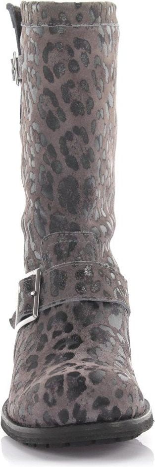 Jimmy Choo Women Boots Calfskin Suede Decorative Buckle Lion Print Grey - Gipsy Grijs
