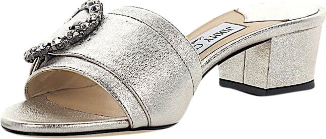 Jimmy Choo Women Loafer GRANGER Nappa Leather Silver Jewellery Ornament - Veneto Zilver