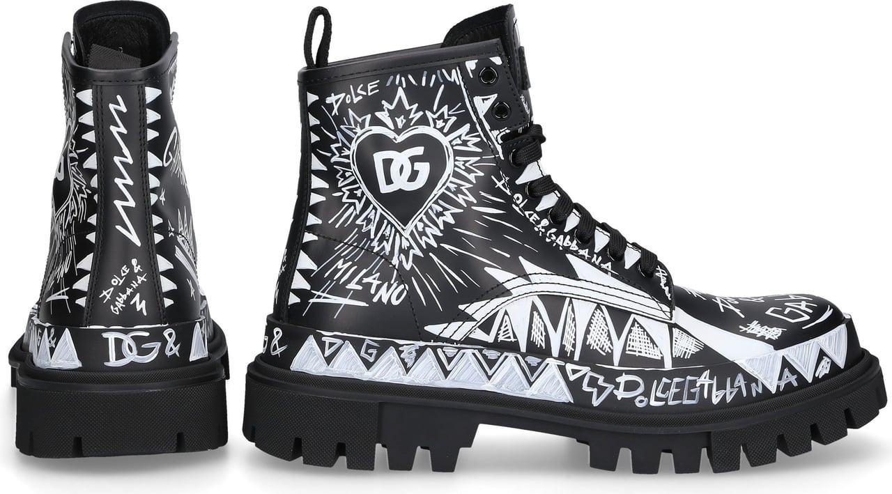 Dolce & Gabbana Ankle Boots Hi Trekking Calfskin Blues Zwart
