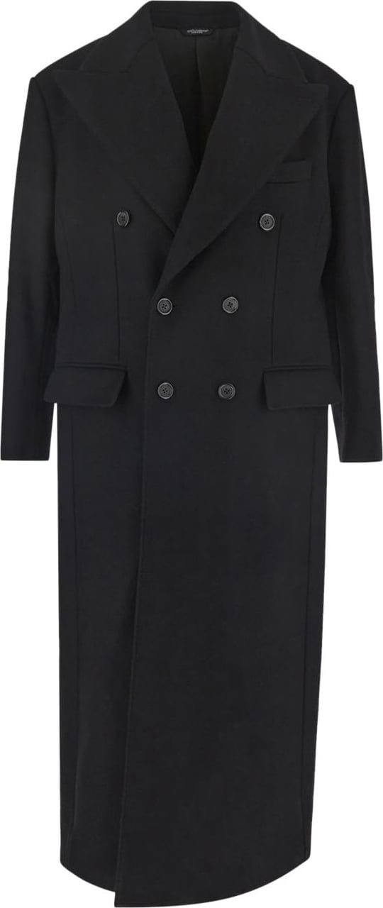 Dolce & Gabbana Black Wool Coat Zwart