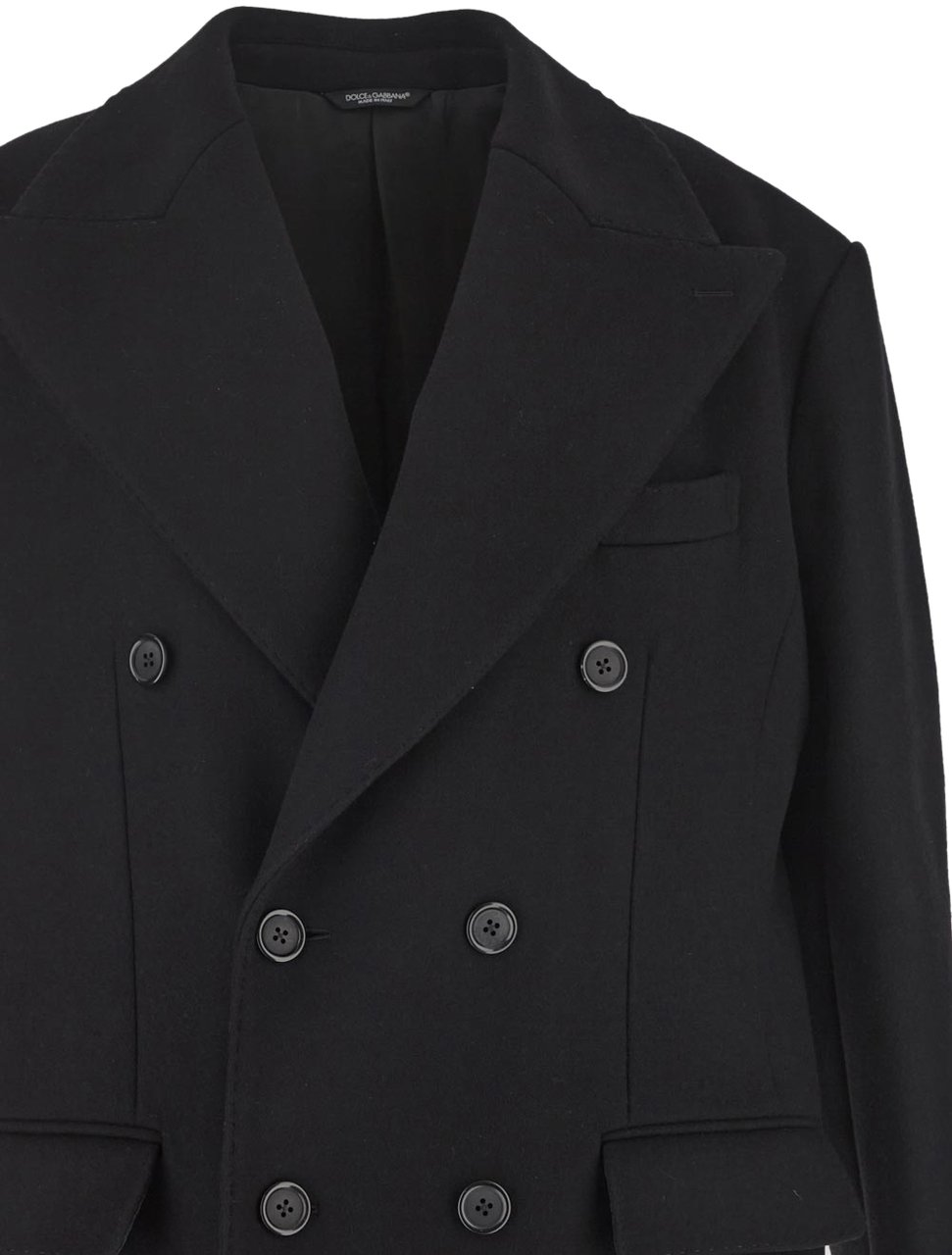 Dolce & Gabbana Black Wool Coat Zwart