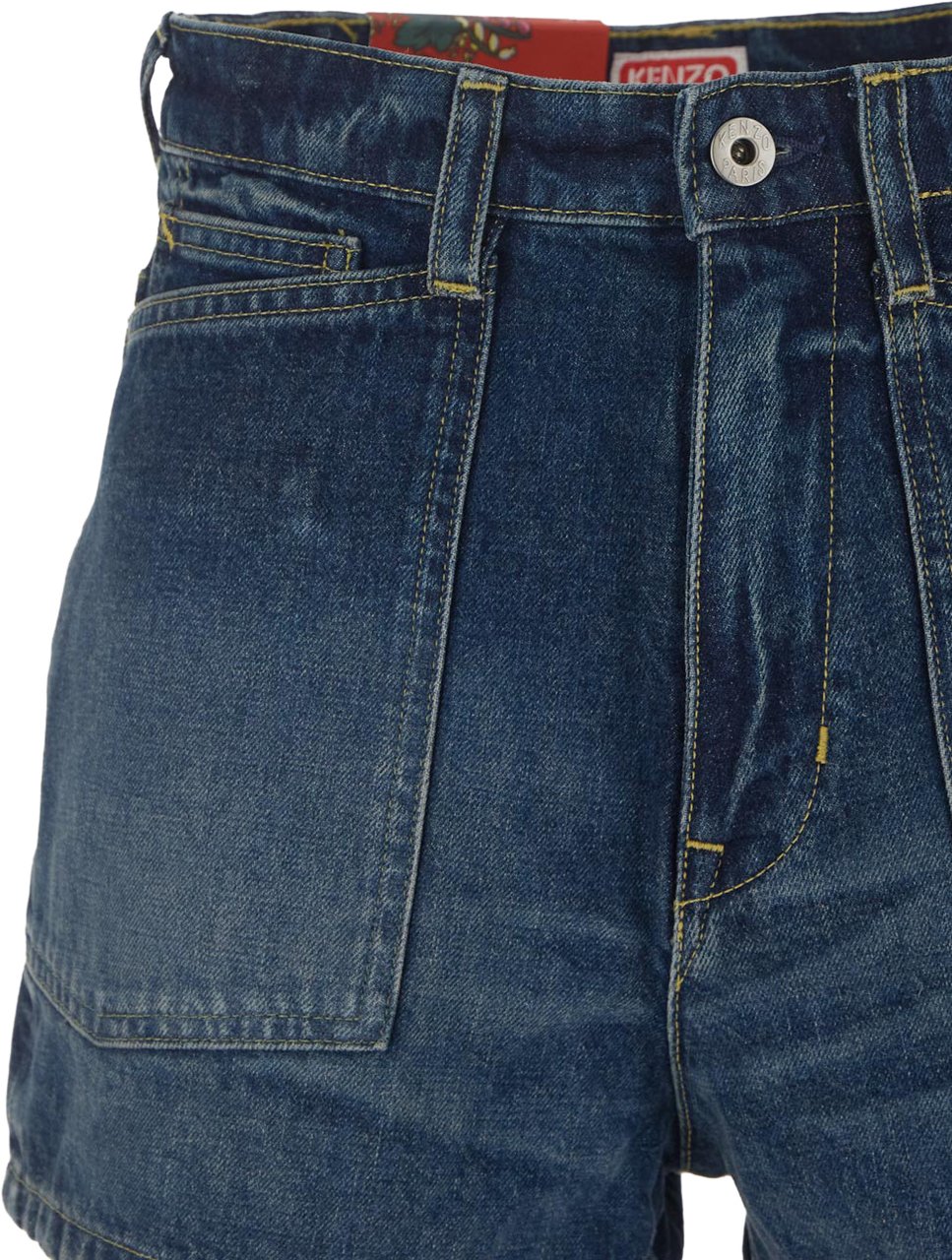 Kenzo Pantaloni Corti in Jeans Blauw