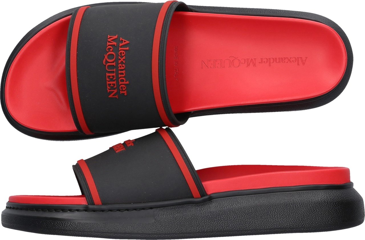 Alexander McQueen Sandals Hybride Oversized Calfskin Raffia Rood