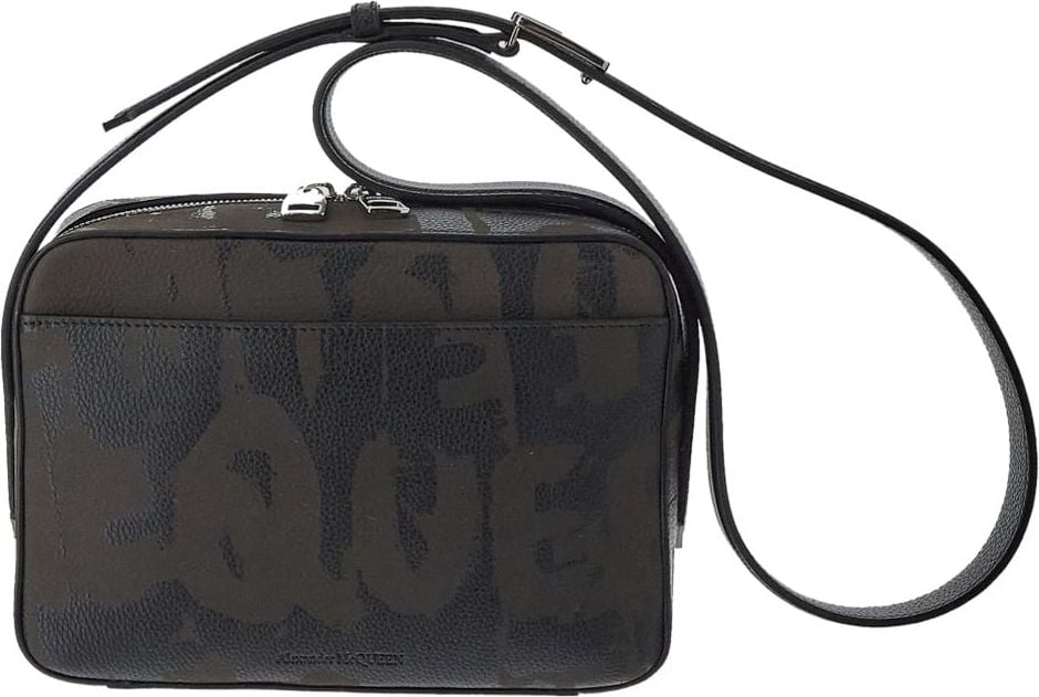 Alexander McQueen Graffiti Logo Camera Bag Zwart