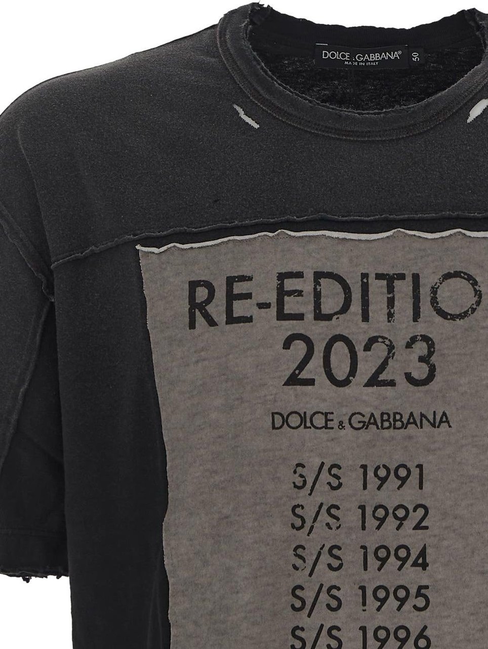 Dolce & Gabbana T-Shirt With Re-Edition Patch Zwart