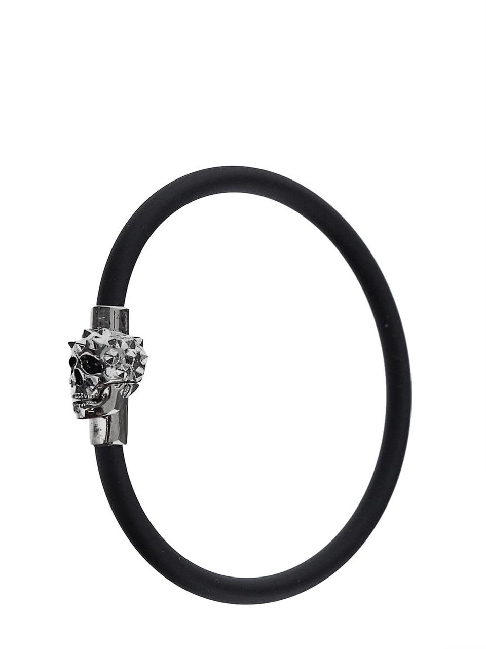 Alexander McQueen Rubber Cord Studded Skull Bracelet Zwart