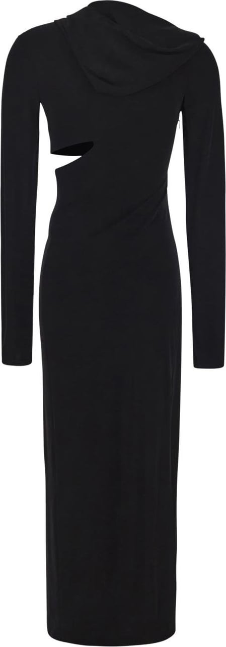 Versace Slashed Hoodie Long Dress Zwart