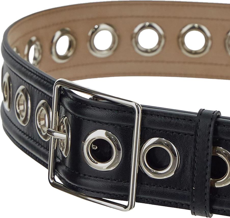 Alexander McQueen Wide Leather Belt Zwart