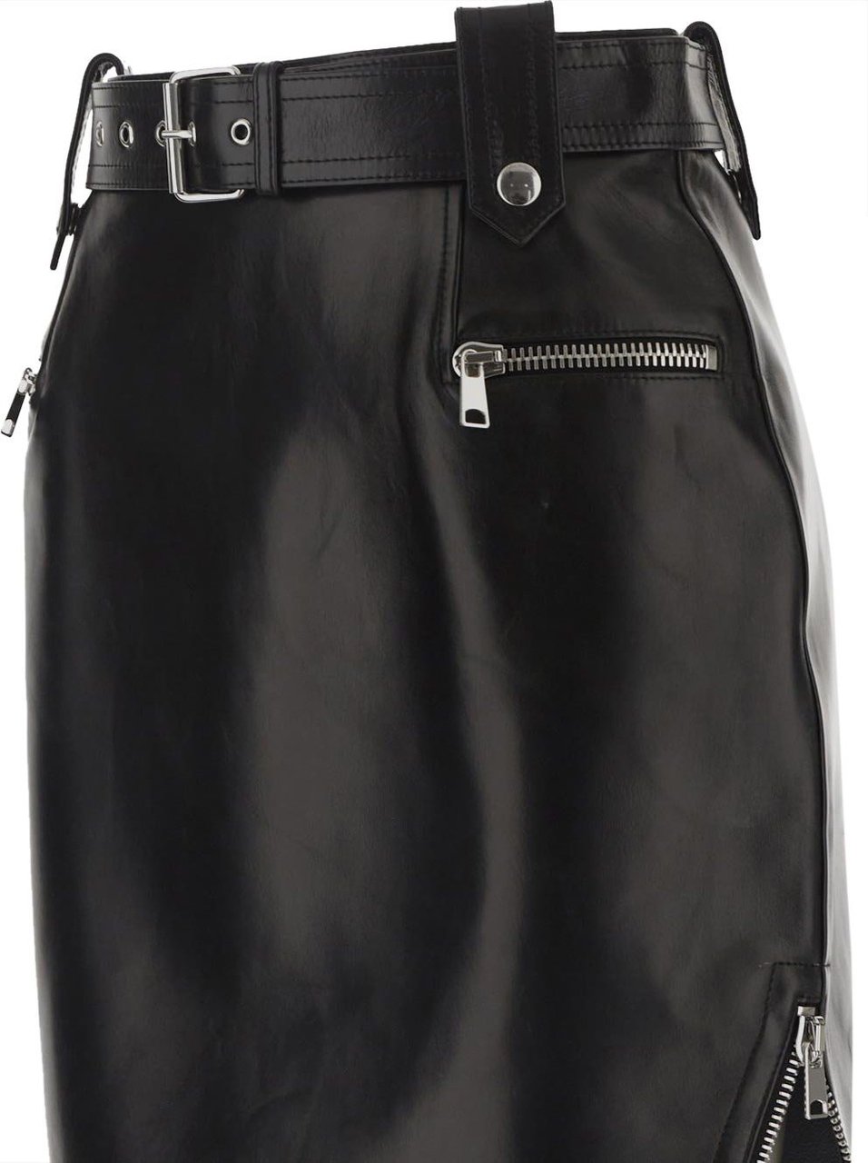 Alexander McQueen high-waisted leather mini skirt Zwart
