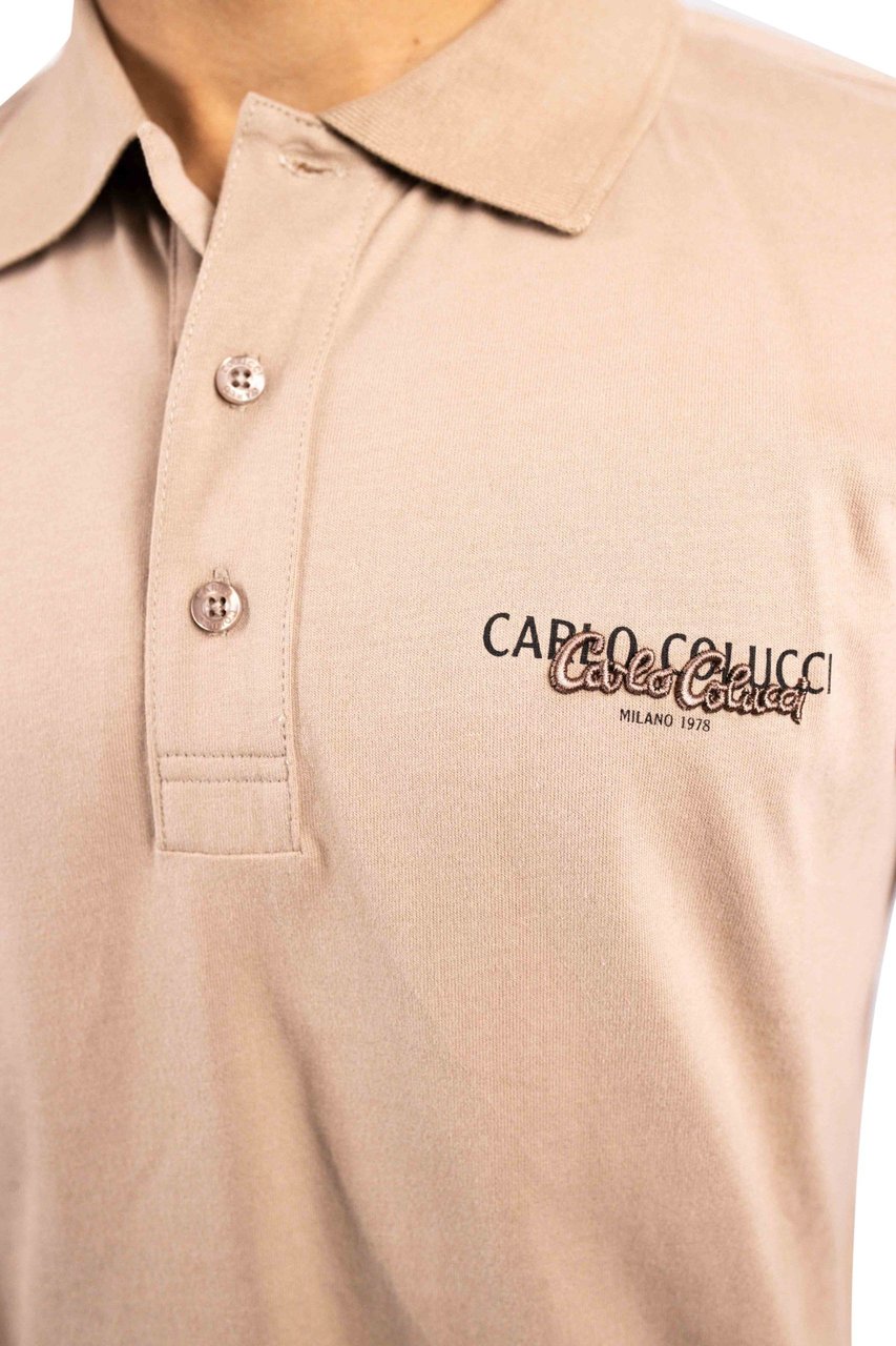 Carlo Colucci C3436 56 Basic Polo Heren Beige Beige