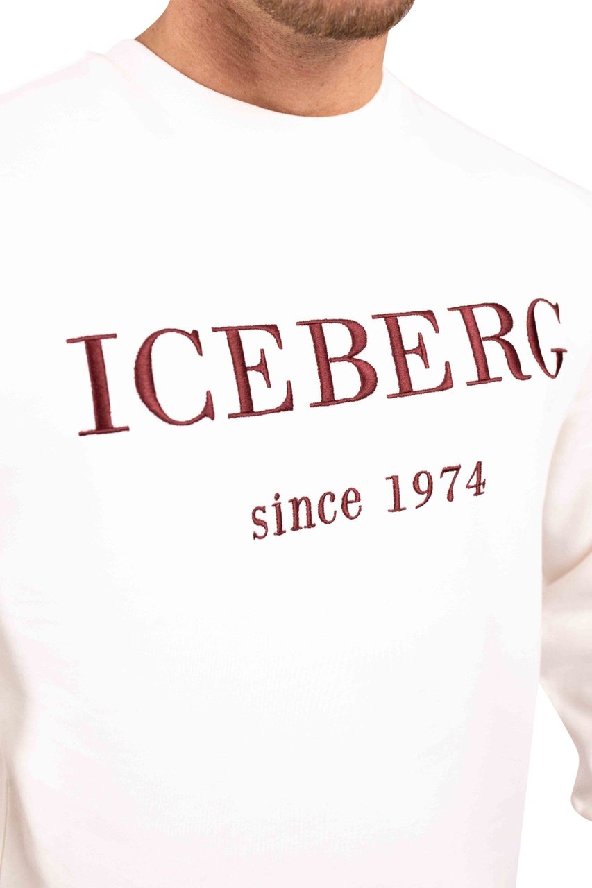 Iceberg 5C Felpa Embroidered Logo Sweater Heren Beige Wit