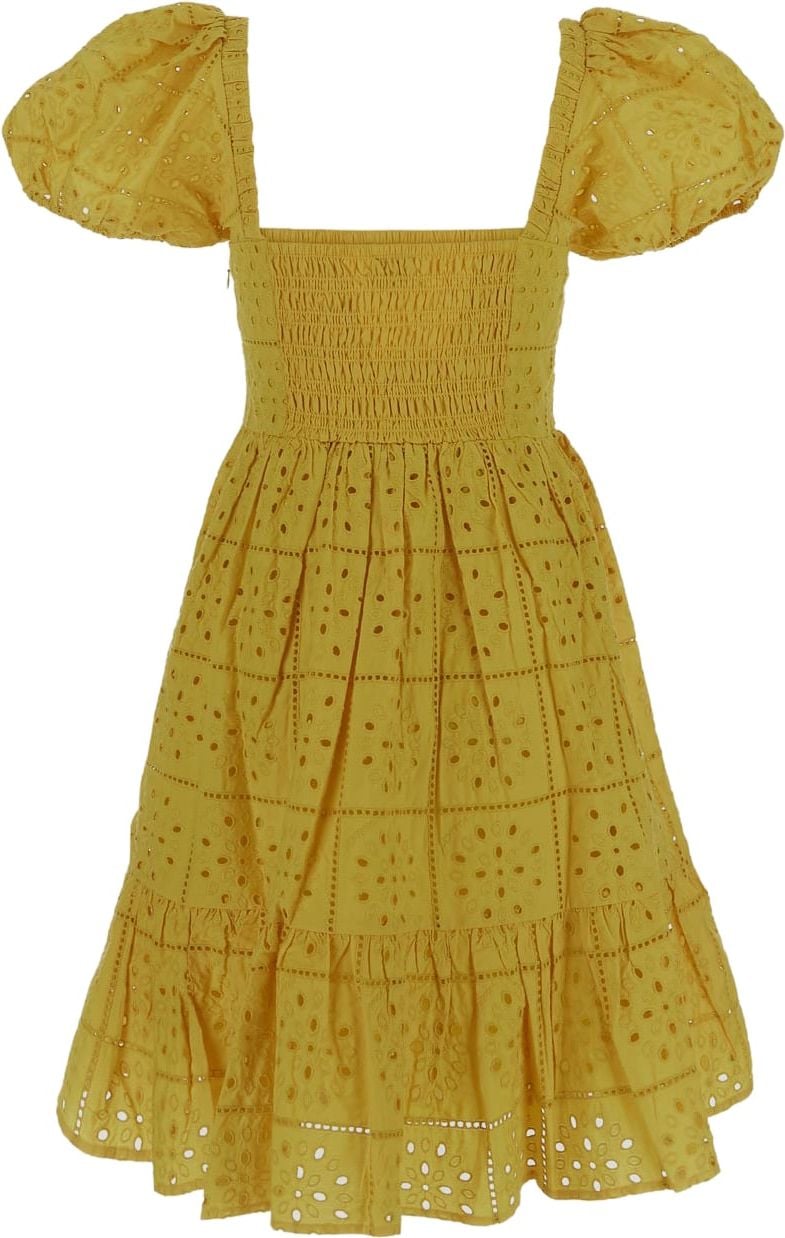 Ganni Lace Mini Dress Geel