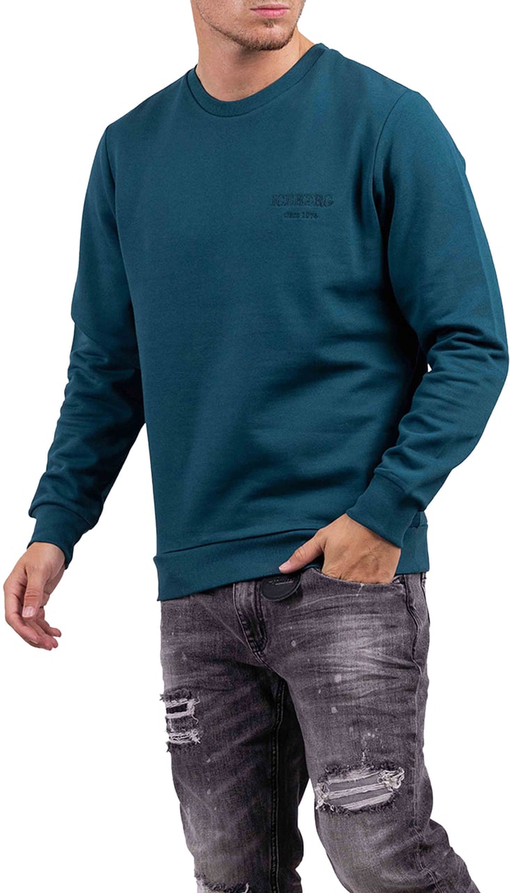 Iceberg 5C Felpa Heritage Logo Sweater Heren Blauw Blauw